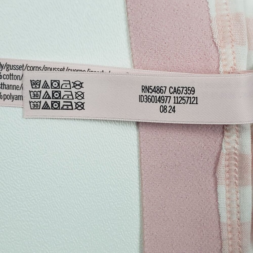 Victoria's Secret Shine Patch Thong Panty Womens Medium VS Signature Pink Stripe - Picture 9 of 14